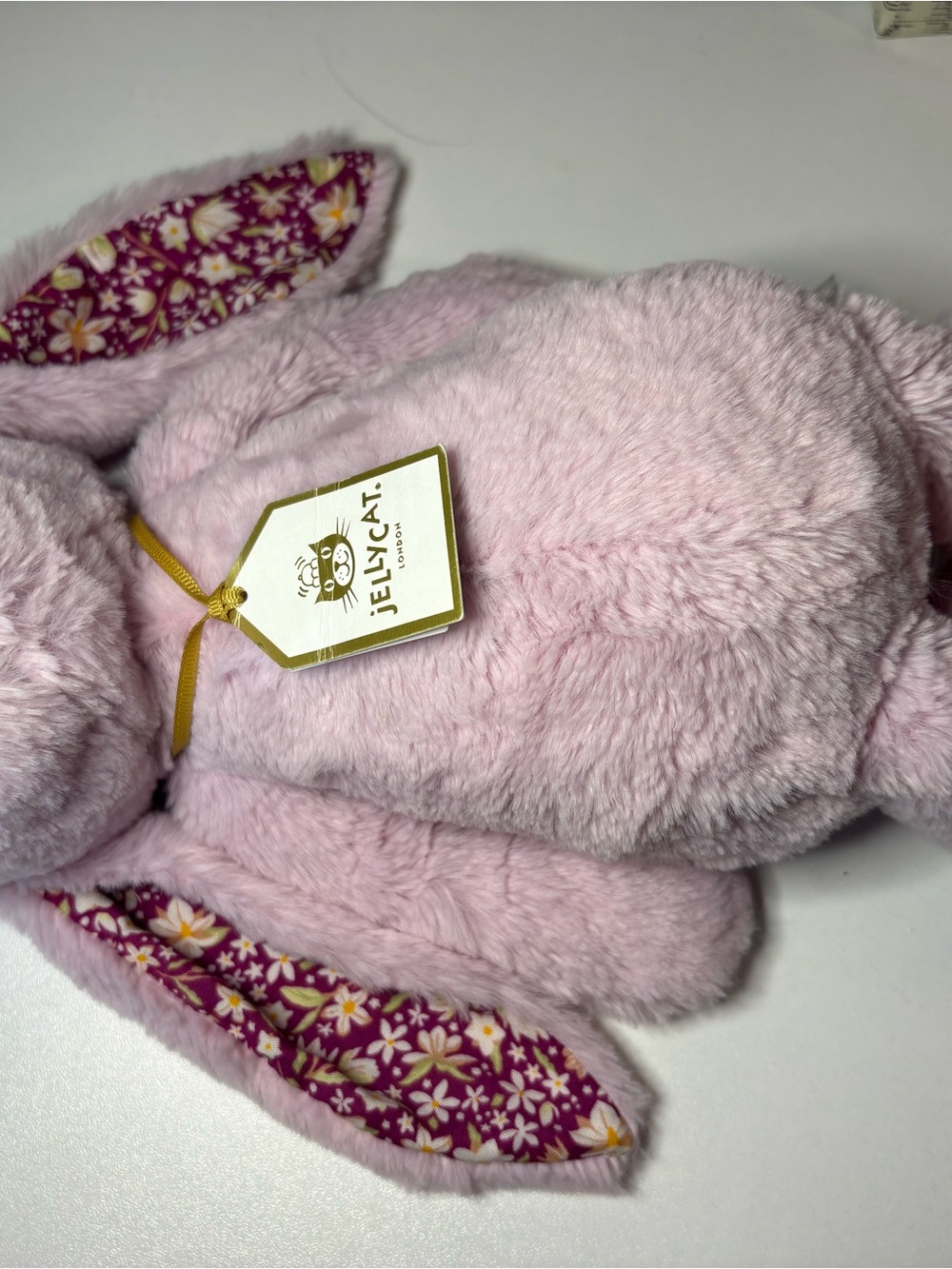 Jellycat Pink Plush Tagged Bunny with Gold-Trim Tag